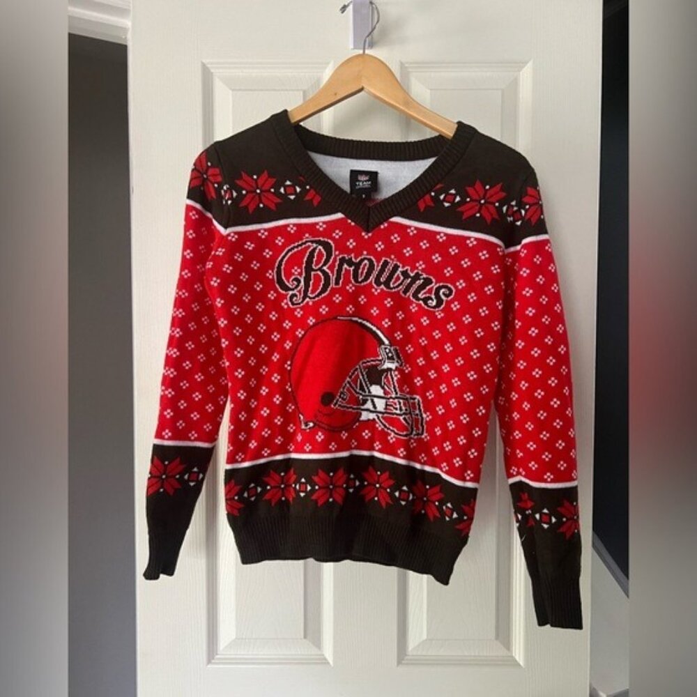 Cleveland Browns Women’s NFL Team Apparel Christmas Sweater Small S Holiday Ugly